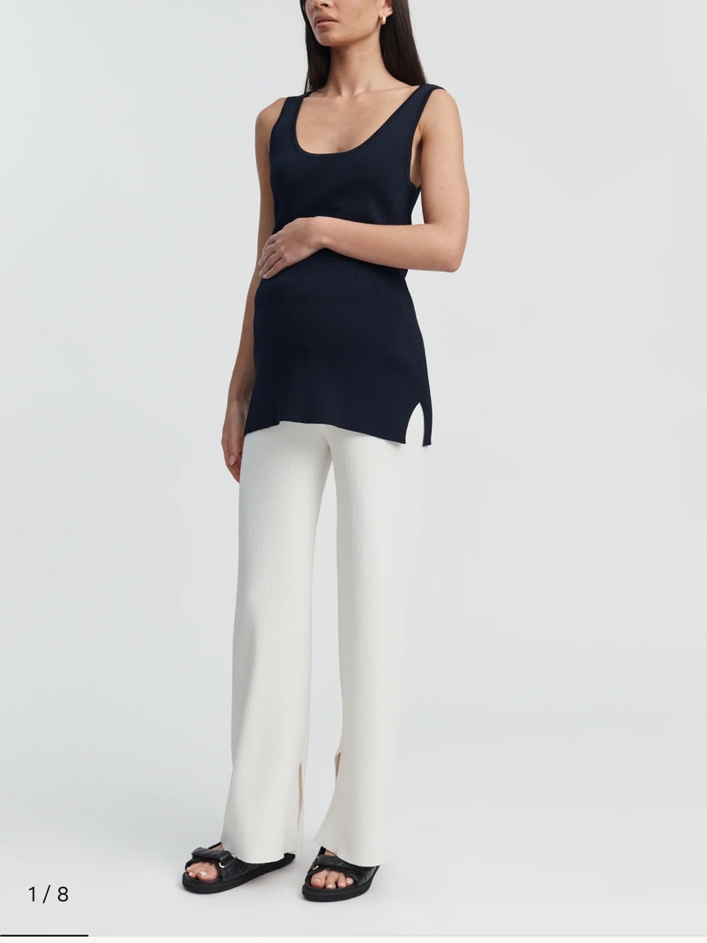 Legoe Heritage Celeste Scoop-Neck Ribbed Tank Top — Navy - Like New